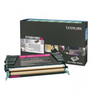 LEXMARK originální toner C736H1MG, magenta, 10000str., return, high capacity, LEXMARK C736