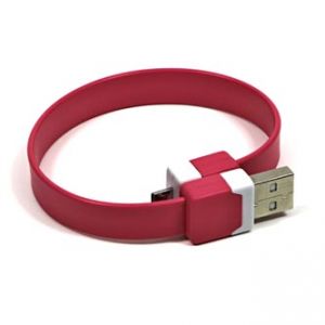 Kabel USB (2.0), USB A M- USB micro M, 0.25m, růžový, LOGO, blistr, náramek