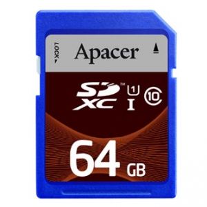 APACER paměťová karta Secure Digital, 64GB, SDXC, AP64GSDXC10U1-R, Class 10 UHS-I