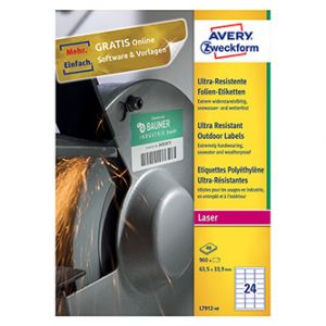 Avery Zweckform etikety 63.5mm x 33.9mm, A4, matné, bílé, 24 etiket, velmi odolné, baleno