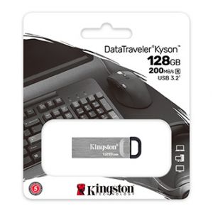 Kingston USB flash disk, USB 3.0 (3.2 Gen 1), 128GB, DataTraveler(R) Kyson, stříbrný, DTKN