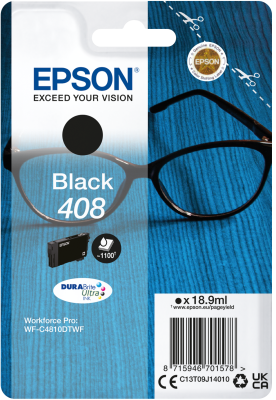 Epson originální ink C13T09J14010, T09J140, 408, black, 18.9ml