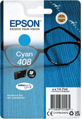 Epson originální ink C13T09J24010, T09J240, 408, cyan, 14.7ml