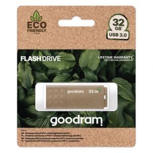 Goodram USB flash disk, USB 3.0, 32GB, UME3 ECO FRIENDLY, hnědý, UME3-0320EFR11, USB A, s