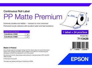 PP Matte Label Premium, Cont. Roll, 51mm x 29mm