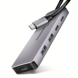 AXAGON HMC-5H60, USB 5Gbps hub, porty 2x USB-A, 1x USB-C, HDMI 4k/60, PD 100W, kabel USB-C