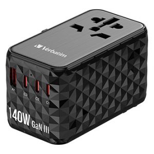 VERBATIM UTA-10 GaN III Cestovní adaptér univerzáln 2x USB-C PD a QC 4+, 1x USB-C PD 3.0