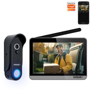 EVOLVEO DoorPhone W7, Sada domácího bezdrátového videotelefonu s WiFi černý stříbrný monit