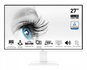 MSI monitor PRO MP273AW, 27" IPS/1920 x 1080 (FHD)/100Hz/1ms/DP/HDMI/D-Sub/bílá