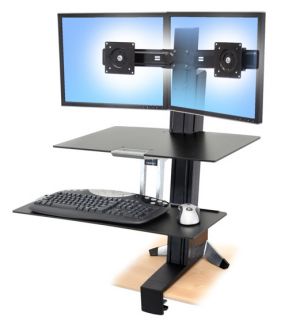 ERGOTRON WorkFit-S, Dual Sit-Stand, nastavitelný stolní držák pro 2 monitory,kláv.+myš.+od