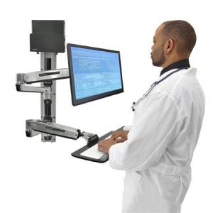 ERGOTRON LX Sit Stand Wall Mount System, Small Black CPU Holder, Polished, pracovní stanic