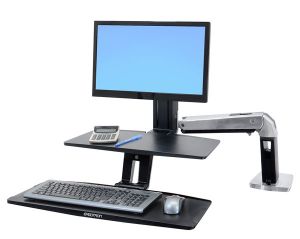 ERGOTRON WorkFit-A with Suspended Keyboard, LD, 5" and WS, Polished Aluminum,stol.drř./pra