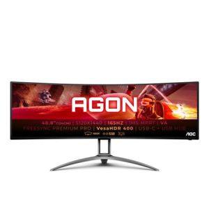 AOC LCD AGON herní AG493UCX2 49" zakřivený VA/5120x1440@165Hz/1ms/400cd/3xHDMI/DP/3xUSB/US