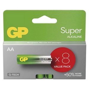 Baterie alkalická, AA (LR6), AA, 1.5V, GP, blistr, 8-pack, SUPER