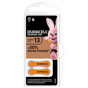 Baterie zinkovzdušná, ZA13, PR48, AC13, DA13, do naslouchadel, Duracell, blistr, 6-pack, 4